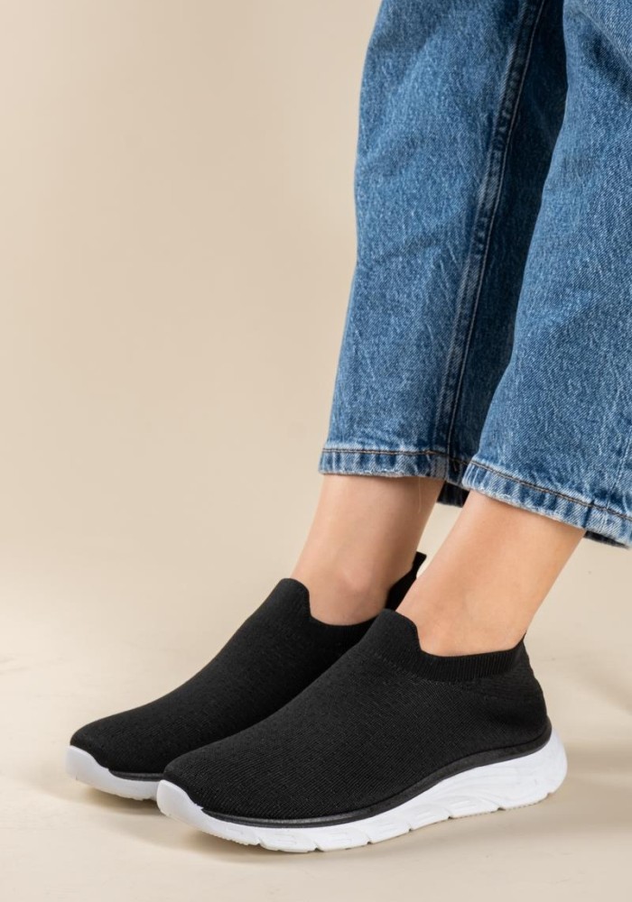 Slip-on sneakers τύπου κάλτσα 431.LY600-F ΜΑΥΡΟ/ΑΣΠΡΟ