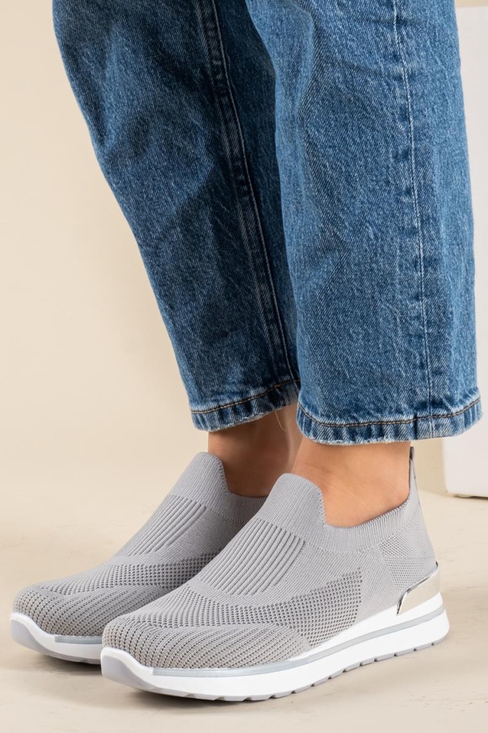 Slip-on sneakers τύπου κάλτσα 431.LY605-F ΓΚΡΙ