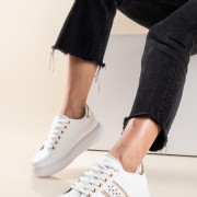 Δίσολα tennis sneakers 330.SD9015A-L ΑΣΠΡΟ/ΧΡΥΣΟ