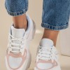 Chunky sneakers σε συνδυασμό υλικών 431.JR110-L ΑΣΠΡΟ/ΡΟΖ