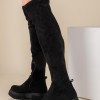 Over the knee suede chunky μπότα 431.OS608-C ΜΑΥΡΟ