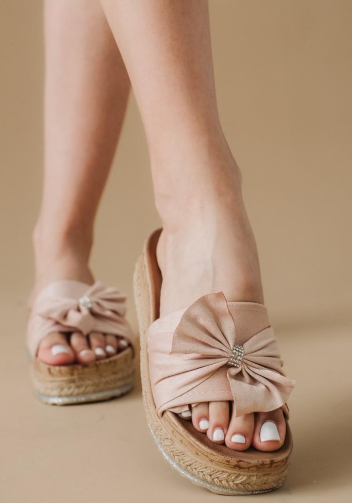 Suede flatforms με φιόγκο 424.568-1-C ΡΟΖ