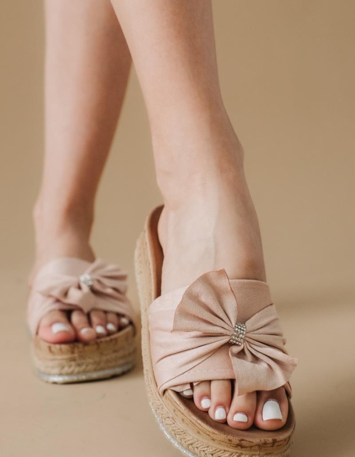 Suede flatforms με φιόγκο 424.568-1-C ΡΟΖ