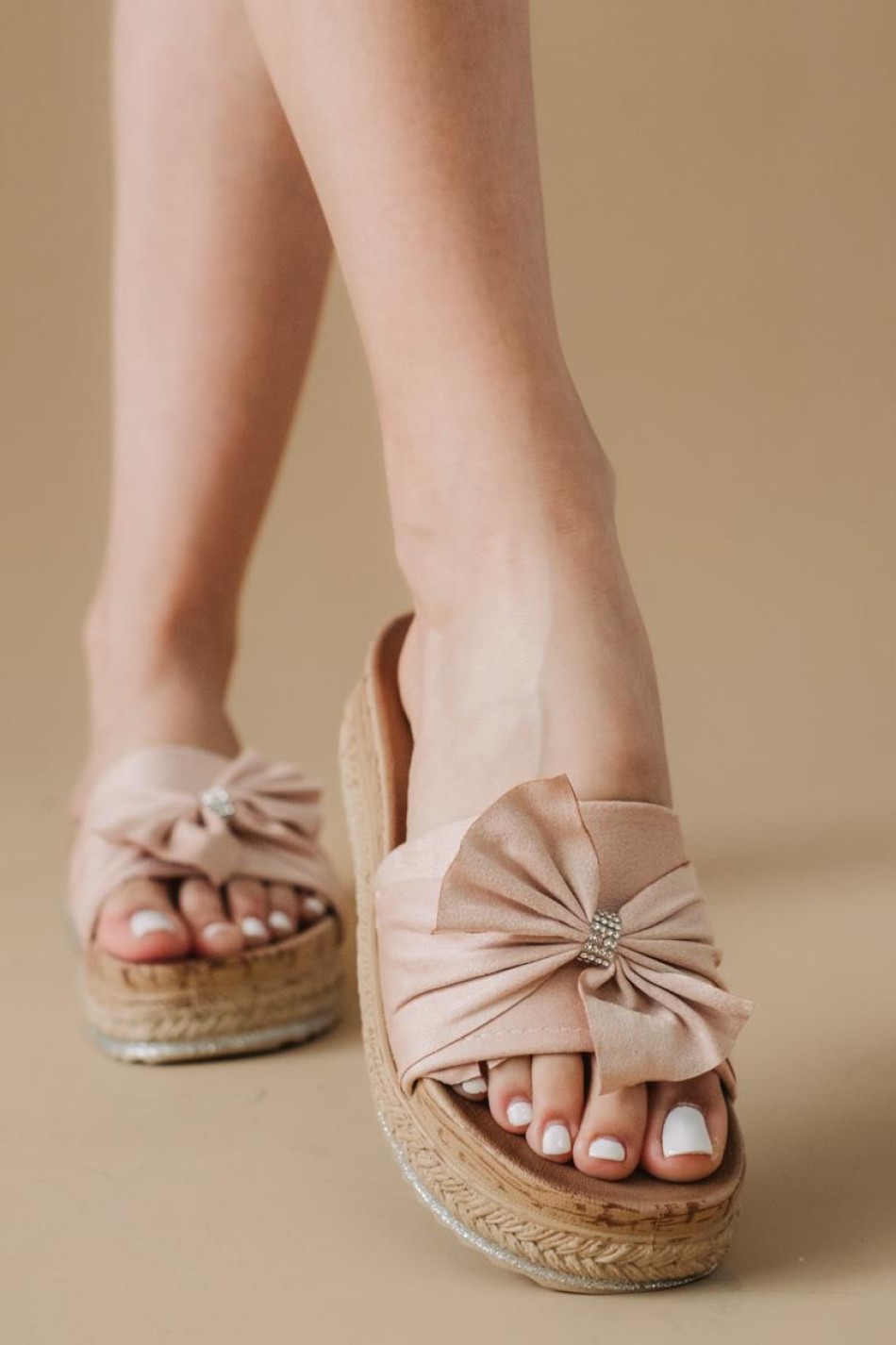 Suede flatforms με φιόγκο 424.568-1-C ΡΟΖ