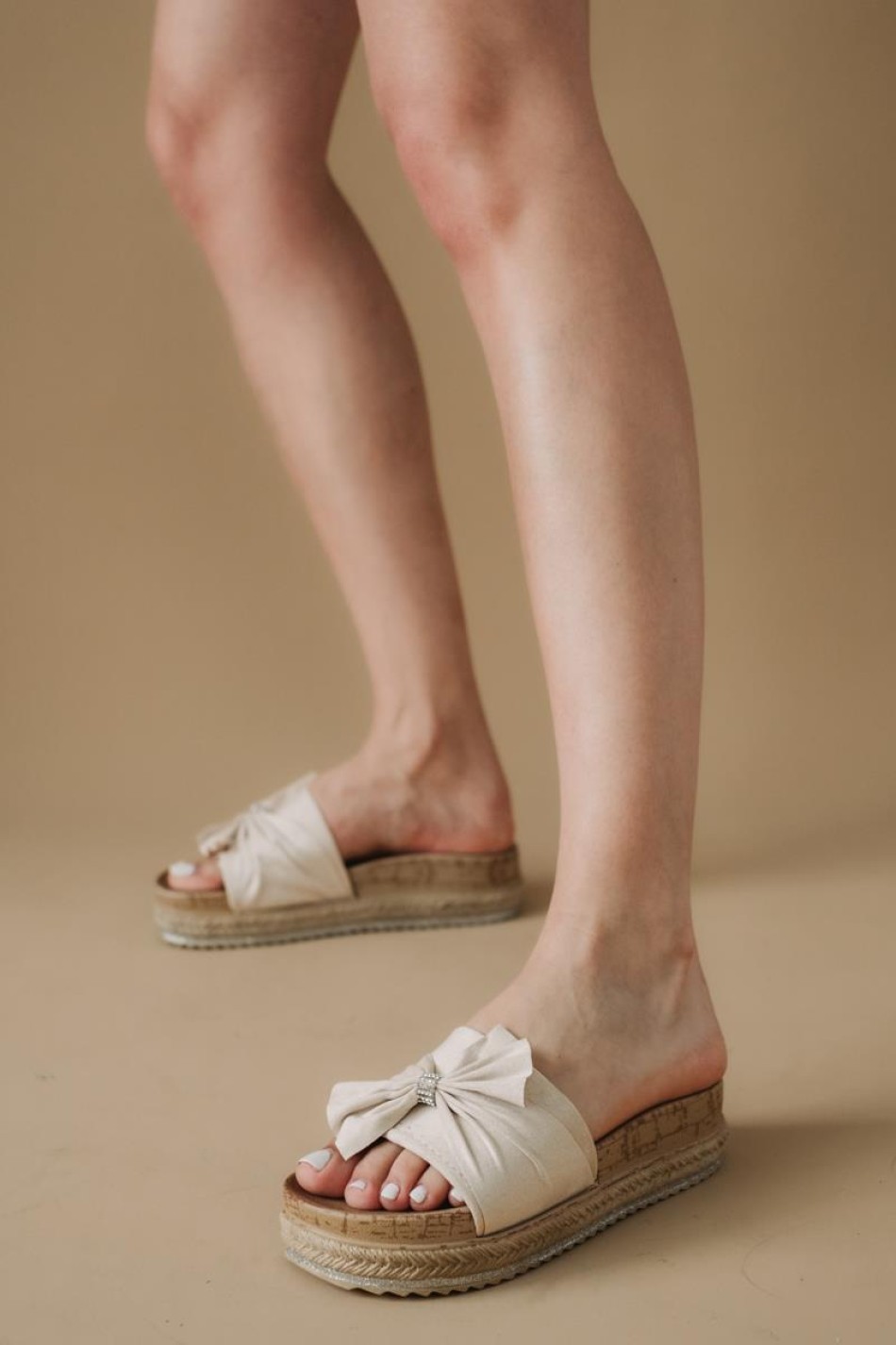 Suede flatforms με φιόγκο 424.568-1-C ΜΠΕΖ