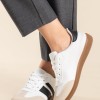 Street style sneakers με ρίγες 431.LY753-L ΑΣΠΡΟ/ΜΑΥΡΟ