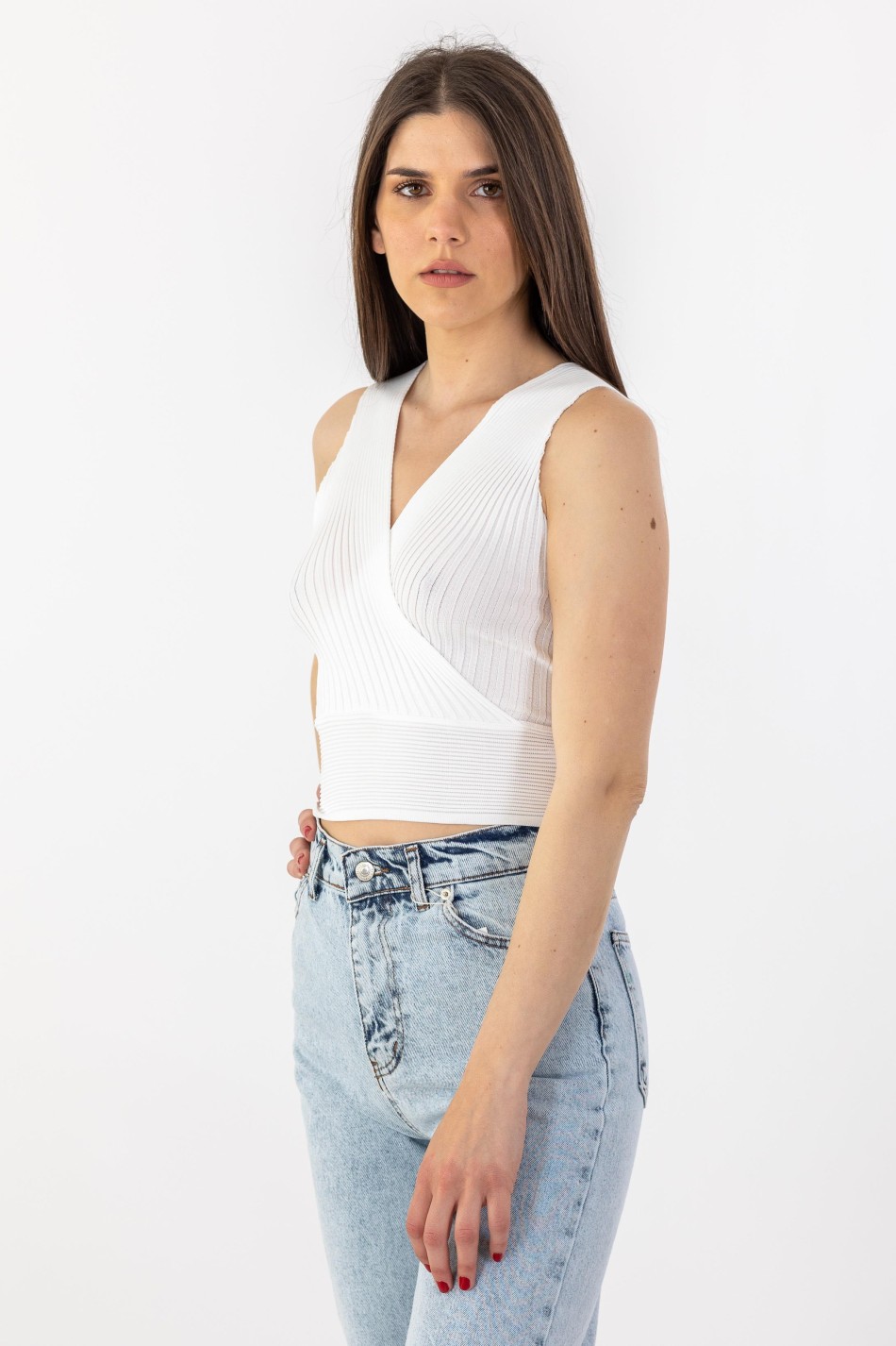 Ripped Crop Top 402.0367-TOP ΑΣΠΡΟ