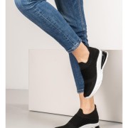 Slip-on υφασμάτινα sneakers 330.LY379-F ΜΑΥΡΟ/ΑΣΠΡΟ