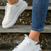 Tennis sneakers με εξωτερικές ραφές 306.TF188-NU ΑΣΠΡΟ