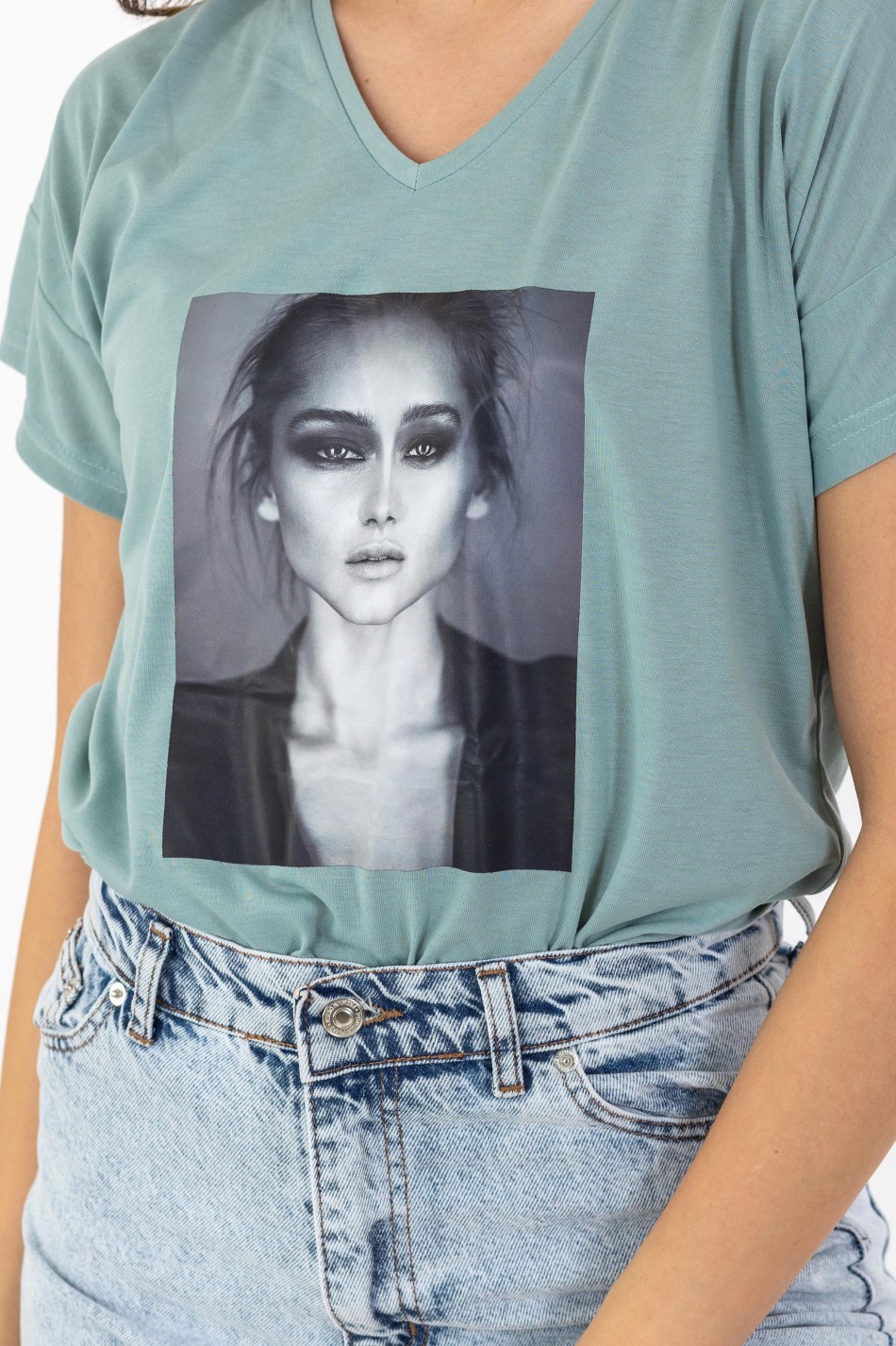 T-Shirt με Στάμπα 402.JLO-TSH ΠΡΑΣΙΝΟ