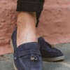 Flat suede loafers με διακοσμητικό 415.122-C ΜΠΛΕ