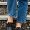 Flat loafers με matte διακοσμητική αλυσίδα 414.LL1103-L ΜΑΥΡΟ