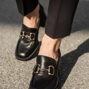 CARMELA Loafers δερμάτινα με μεταλλική αγκράφα 395.161235-L ΜΑΥΡΟ