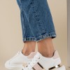 Sneakers με μεταλλικές λεπτομέρειες 431.LY629-L ΑΣΠΡΟ/ΜΠΕΖ