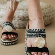 Boho style fussbett flatforms με διακοσμητικό 431.D0060-C ΜΑΥΡΟ