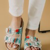 Boho style fussbett flatforms με δυο φάσες 330.TZ696-F ΑΣΠΡΟ