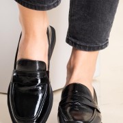 Adams λουστρίνι flat loafers 004.911-24506-LU ΜΑΥΡΟ