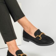 Loafers suede με μεταλλική αλυσίδα 396.M7315-C ΜΑΥΡΟ