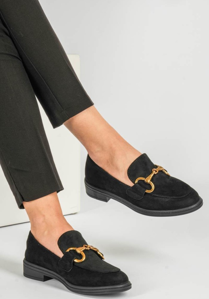 Loafers suede με μεταλλική αλυσίδα 396.M7315-C ΜΑΥΡΟ