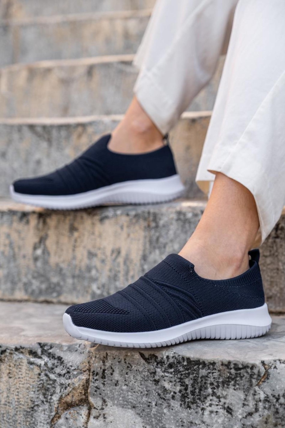 Slip-on υφασμάτινα sneakers 318.TR101204-W-F ΜΠΛΕ