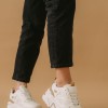 Chunky sneakers σε συνδυασμό υλικών 330.JR106-L ΑΣΠΡΟ/ΜΠΕΖ