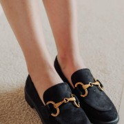 Loafers suede με μεταλλική αλυσίδα 396.M7315-C ΜΑΥΡΟ