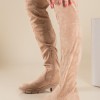 Over the knee suede μπότα με μεταλλικό διακοσμητικό 431.OS607-C ΠΟΥΡΟ