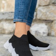 Slip-on υφασμάτινα sneakers 330.LY427-F ΜΑΥΡΟ/ΑΣΠΡΟ