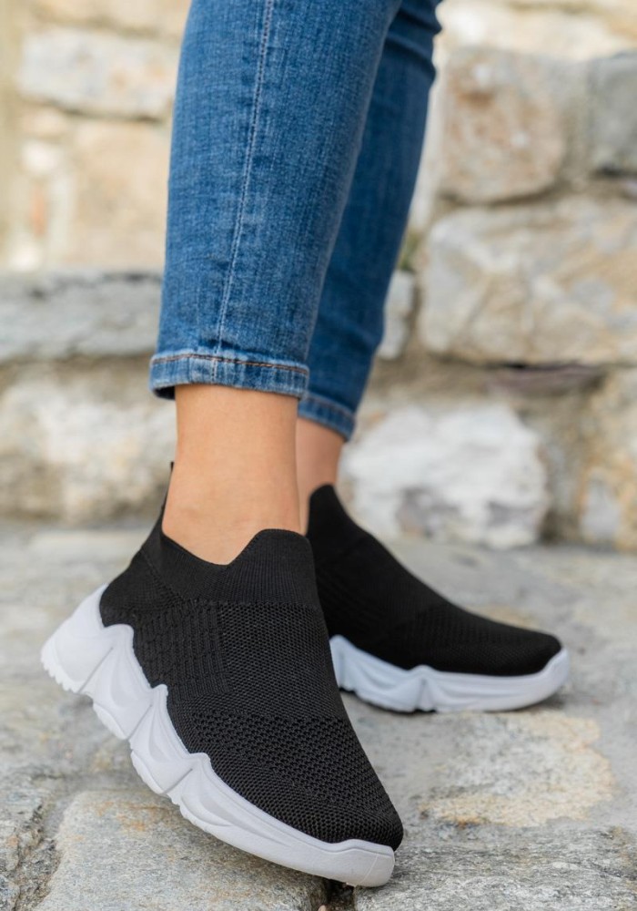 Slip-on υφασμάτινα sneakers 330.LY427-F ΜΑΥΡΟ/ΑΣΠΡΟ