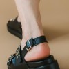 Chunky flatforms με δυο τοκάδες και δέσιμο στον αστράγαλο 416.5141-L ΜΑΥΡΟ