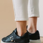 Δίπατα metallic sneakers με τρουκς 330.BK12-L ΜΑΥΡΟ/ΑΣΠΡΟ