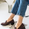 Loafers με τακούνι και matte υφή 396.D2731-L ΜΠΟΡΝΤΩ