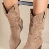 Western suede μπότα με σχέδιο με ραφές 431.7619A-C ΠΟΥΡΟ