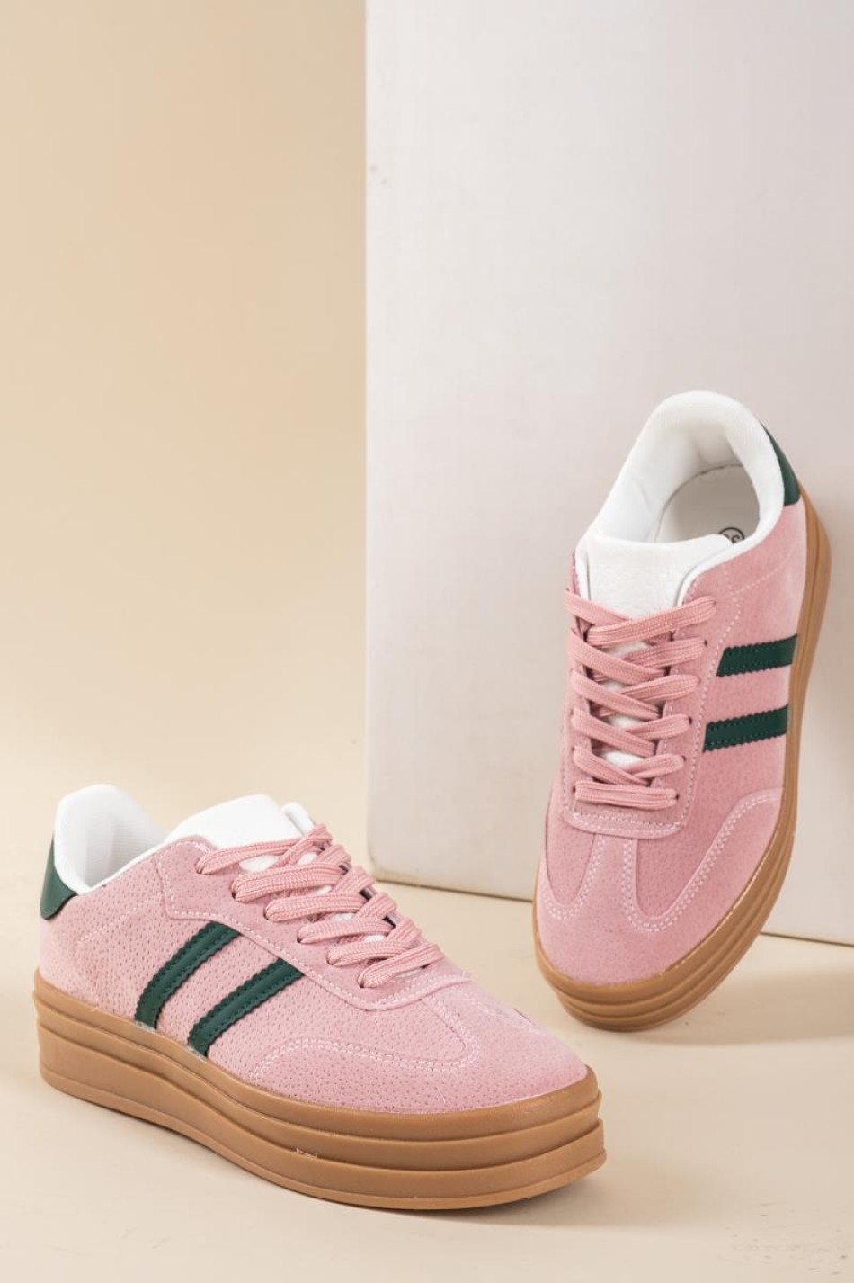 Street style δίσολα sneakers με ρίγες 425.C726-L ΡΟΖ