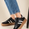 Street style δίσολα sneakers με ρίγες 425.C726-L ΜΑΥΡΟ