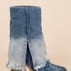 Denim western μποτάκια με ξέφτια 396.J6152-F JEAN