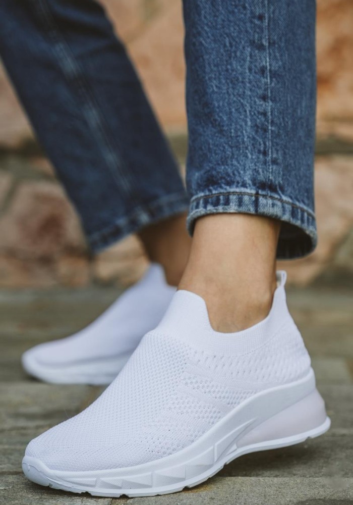 Υφασμάτινα slip-on sneakers με αερόσολα 416.LY519-F ΑΣΠΡΟ