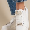 Δίσολα tennis sneakers με διακοσμητικά στρασάκια 431.OX23366-L ΑΣΠΡΟ/ΛΕΟΠΑΡ