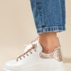 Δίσολα tennis sneakers με κορδόνια με στρας 431.LY681-L ΑΣΠΡΟ/CHAMPAGNE