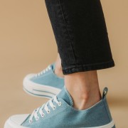 Sneakers πάνινα με χρωματιστή ρίγα στην σόλα 416.LY620-C JEAN