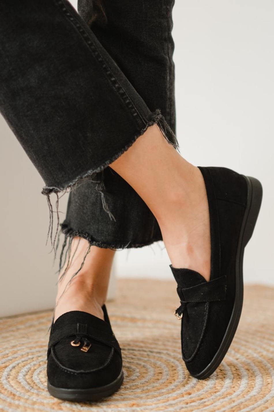 Basic suede loafers με εξωτερική ραφή 396.D2725-L ΜΑΥΡΟ