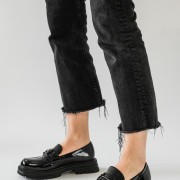 Chunky loafers λουστρίνι με μεταλλικό διακοσμητικό 330.OM6632-1-LU ΜΑΥΡΟ