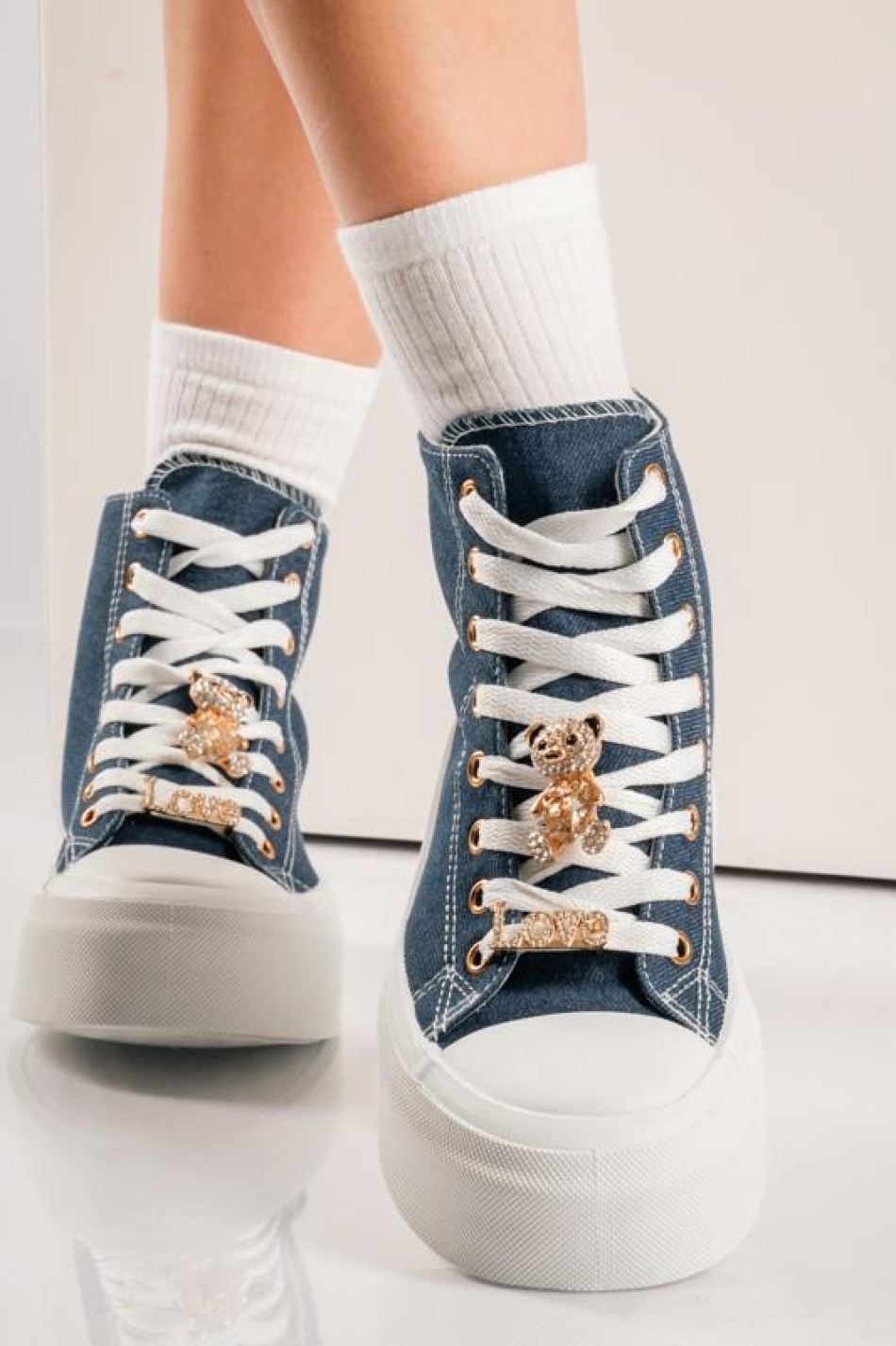 Δίσολα υφασμάτινα sneakers μποτάκια JEAN