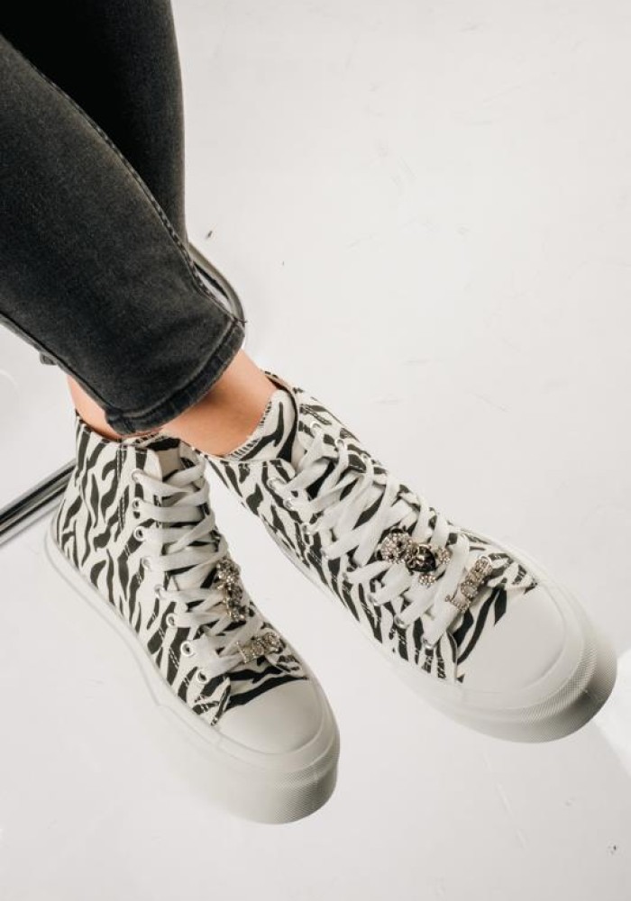 Δίσολα υφασμάτινα sneakers μποτάκια ZEBRA