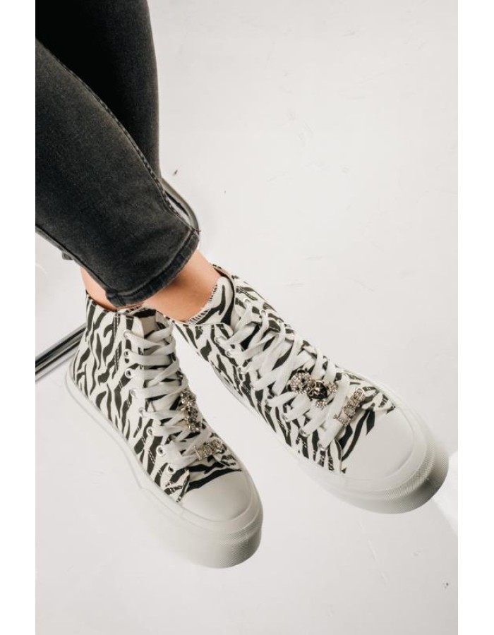 Δίσολα υφασμάτινα sneakers μποτάκια ZEBRA