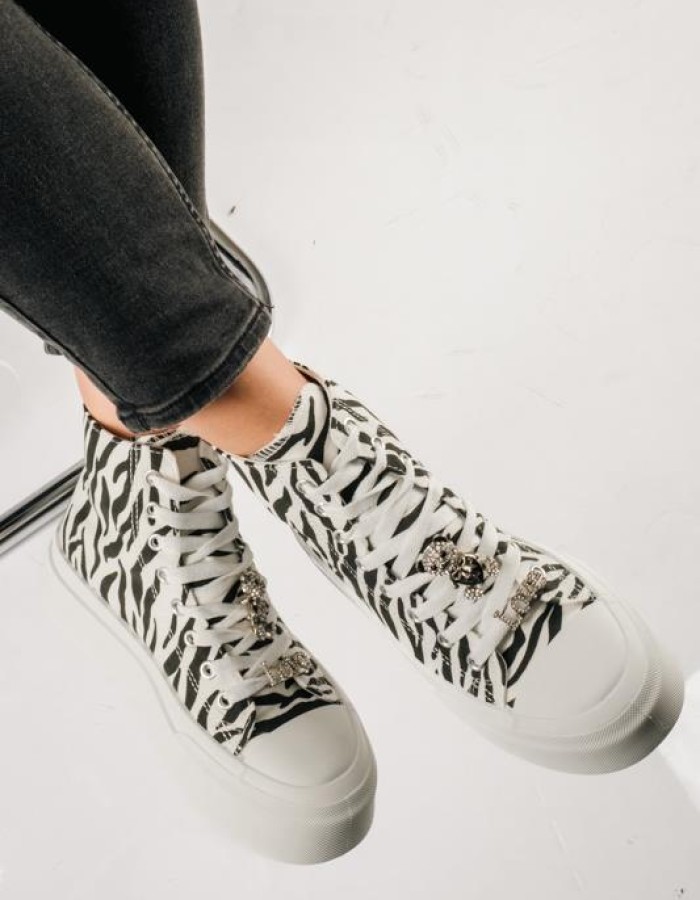 Δίσολα υφασμάτινα sneakers μποτάκια ZEBRA