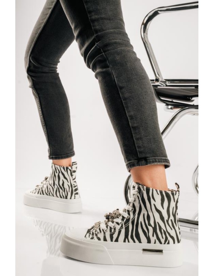 Δίσολα υφασμάτινα sneakers μποτάκια ZEBRA