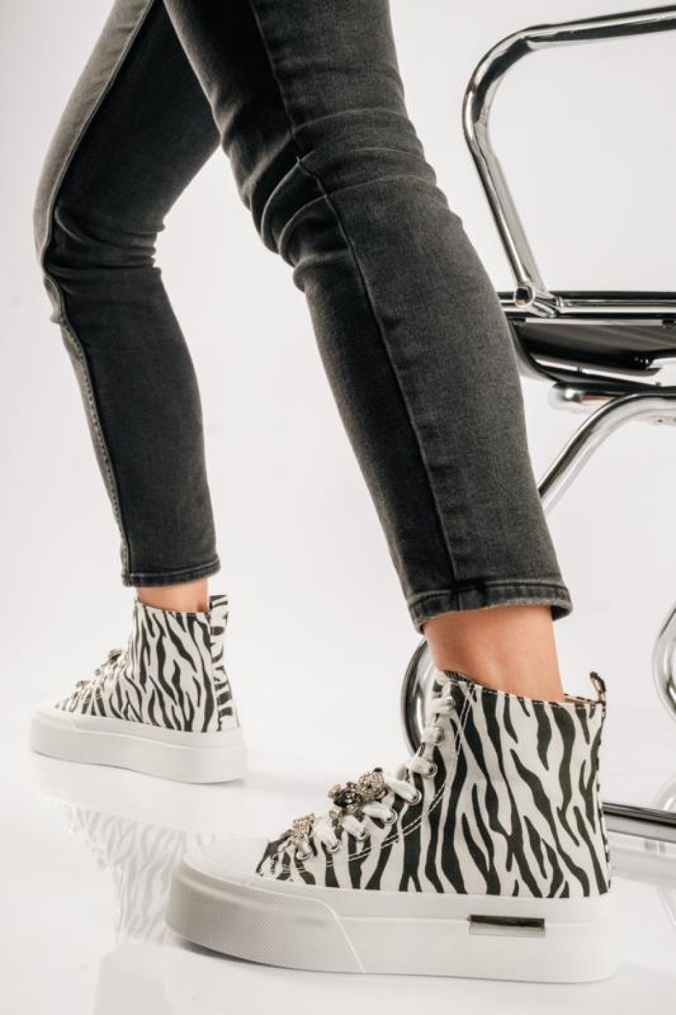 Δίσολα υφασμάτινα sneakers μποτάκια ZEBRA