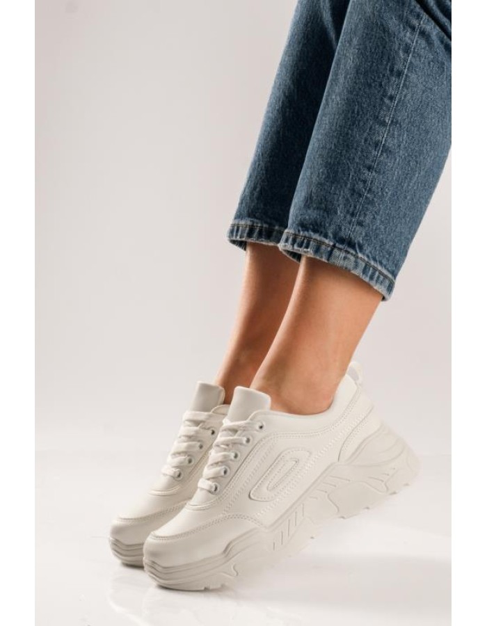 Chunky sneakers με εξωτερικές ραφές ΑΣΠΡΟ