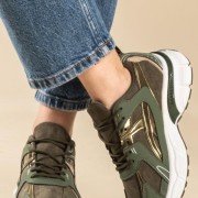 Chunky sneakers σε συνδυασμό υλικών ΠΡΑΣΙΝΟ